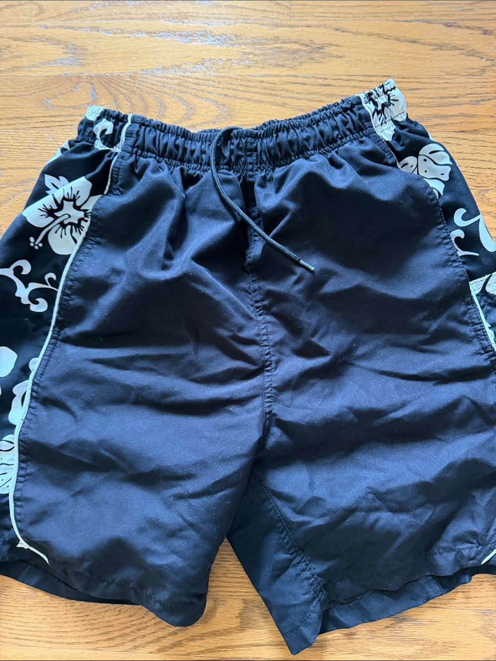 Palmwave Hawaii Size M Black Plumeria Swim Trunk Board Shorts